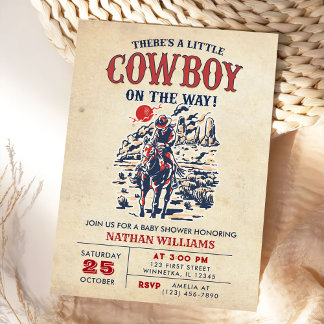 Western Vintage Desert Cowboy Baby Shower Invitation