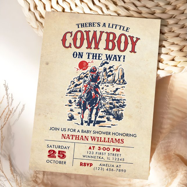 Western Vintage Desert Cowboy Baby Shower Invitation (Creator Uploaded)