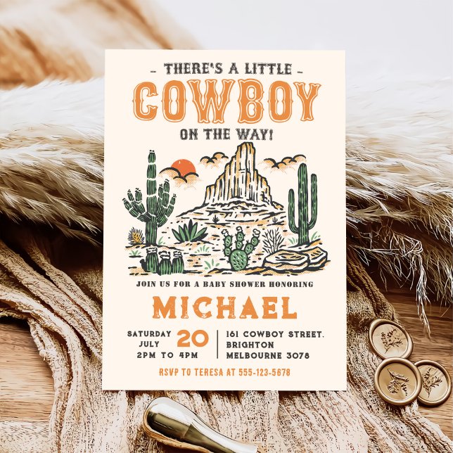 Western Vintage Desert Cowboy Baby Shower Invitation (Creator Uploaded)