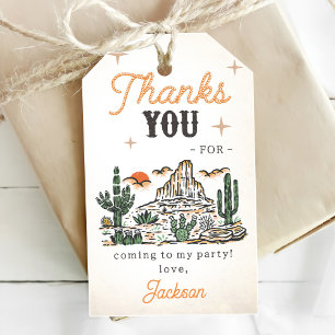 Western Vintage Desert First Rodeo 1st Birthday Gift Tags