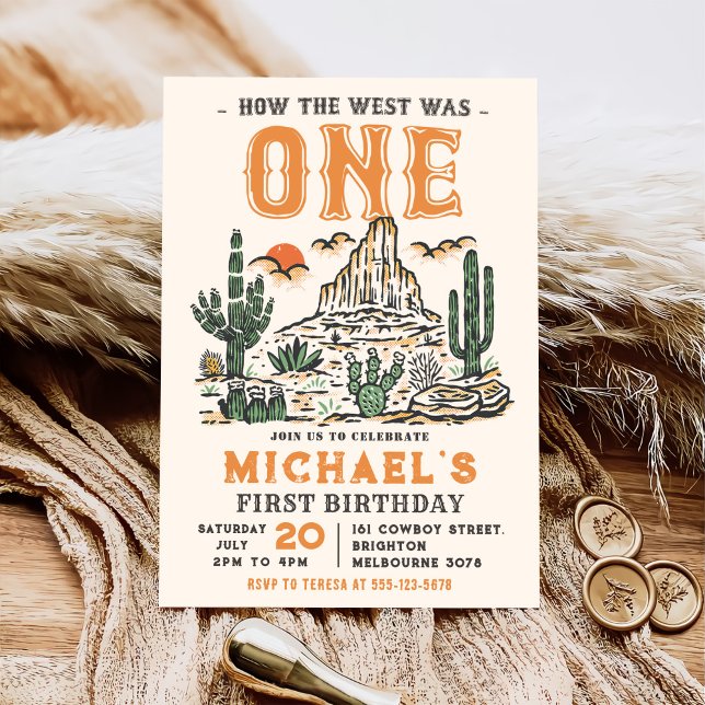 Western Vintage Desert First Rodeo 1st Birthday  Invitation (Creator Uploaded)