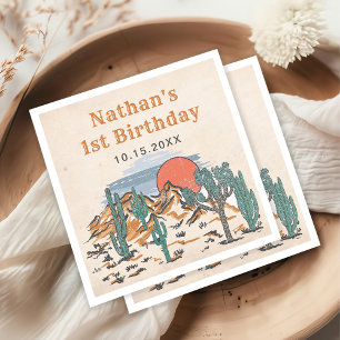 Western Vintage Desert Rodeo 1st Birthday  Napkins
