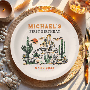 Western Vintage Desert Rodeo 1st Birthday  Paper Plates