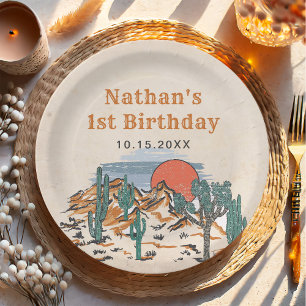 Western Vintage Desert Rodeo 1st Birthday  Paper Plates