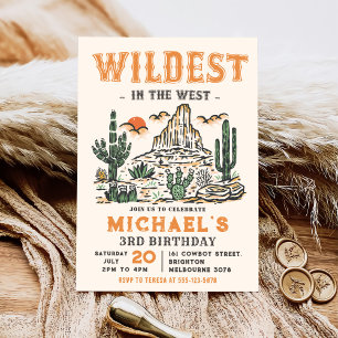 Western Vintage Desert Rodeo 3rd Birthday Invitation