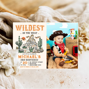 Western Vintage Desert Rodeo 3rd Birthday Photo Invitation