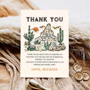 Western Vintage Desert Rodeo Birthday  Thank You Card