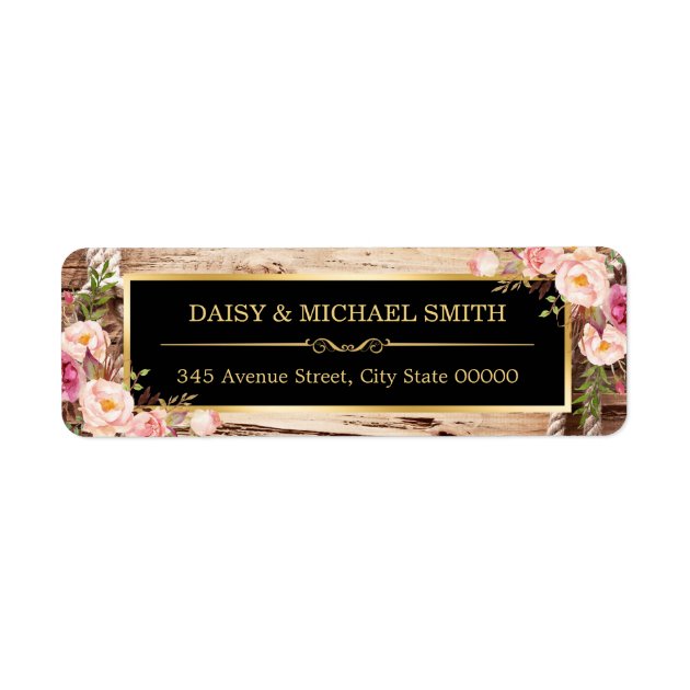 Western Vintage Gold Floral Wood Rustic Country Label