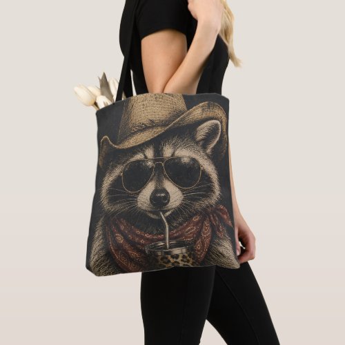 Western Vintage Raccoon Lover Gift Tote Bag