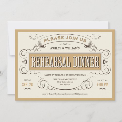 Western Vintage Rehearsal Dinner Invitations