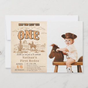 Western Vintage Rodeo 1st Birthday Invitation 