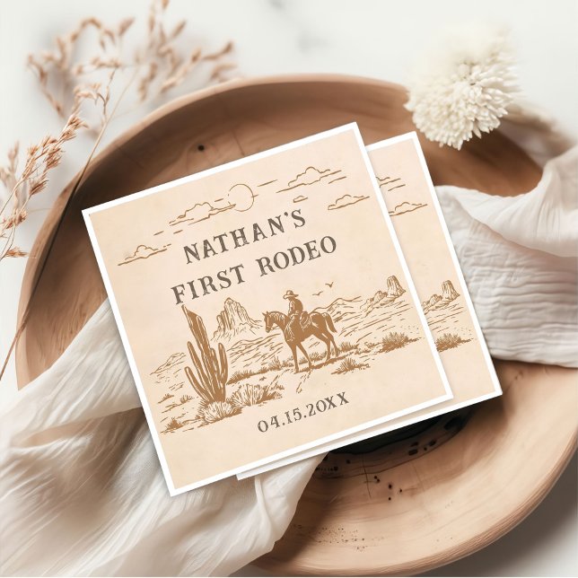 Western Vintage Rodeo Birthday Paper Napkin (Creator Uploaded)