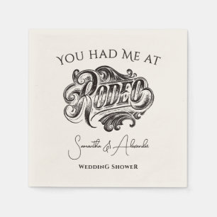 Western Vintage Rodeo Black Bridal Couples Shower Napkins
