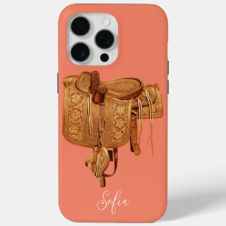Western,Vintage,Saddle,Country, Monogrammed,Custom iPhone 15 Pro Max Case