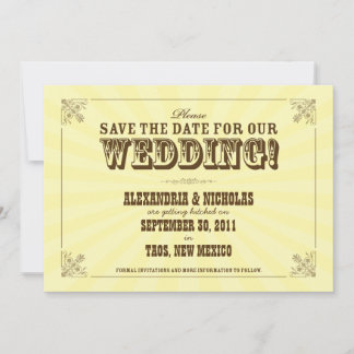 Western Vintage Save the Date Announcement (lemon)