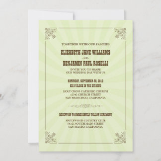 Western Vintage Wedding Invitation (sage)