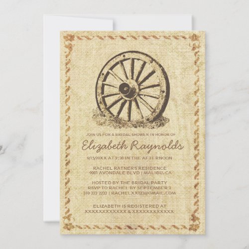 Western Wagon Wheel Bridal Shower Invitations