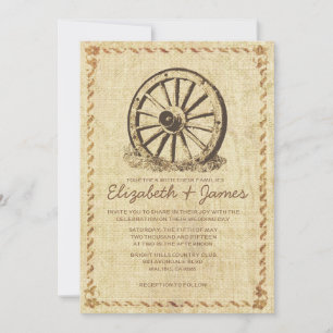 Western Wagon Wheel Wedding Invitations