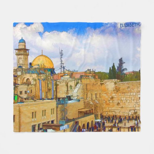 Western Wall in Jerusalem Wall of Sorrow Fleece Blanket