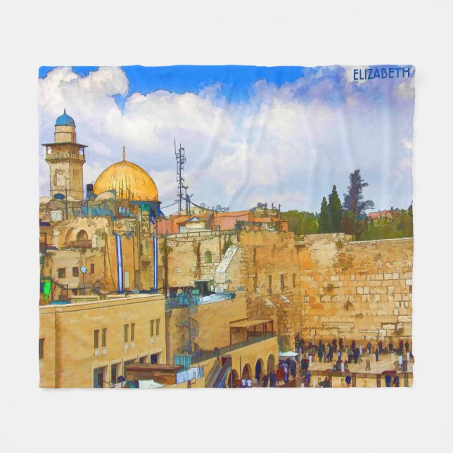 Western Wall in Jerusalem (Wall of Sorrow) Fleece Blanket (Front (Horizontal))
