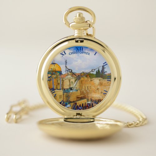 Western Wall in Jerusalem Wall of Sorrow Pocket Watch