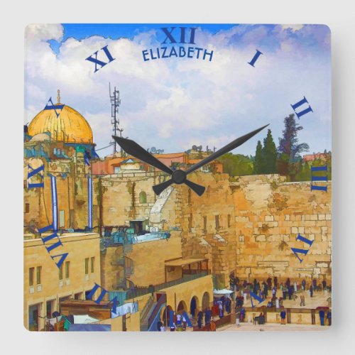 Western Wall in Jerusalem Wall of Sorrow Square Wall Clock