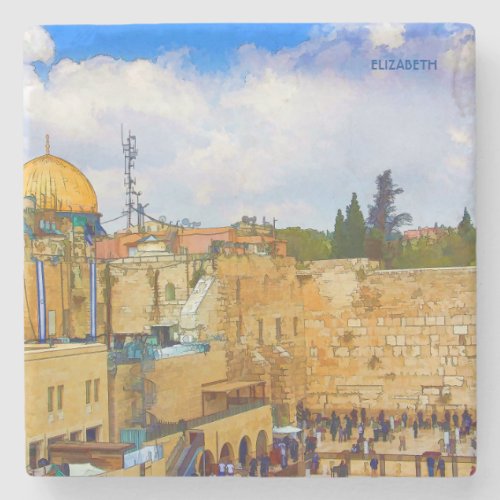 Western Wall in Jerusalem Wall of Sorrow Stone Coaster