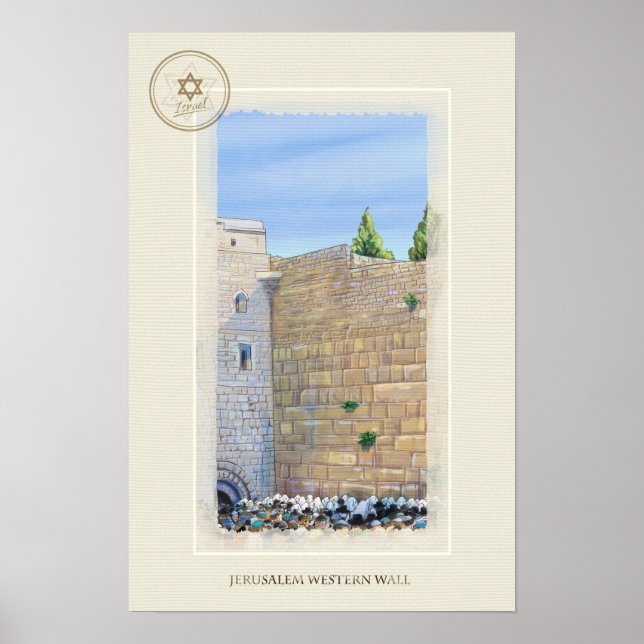Western Wall KOTEL Jerusalem David Old City Art Poster (Front)