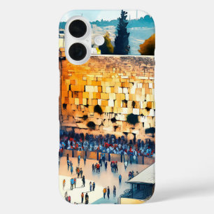 Western Wall Kotel Water Color Art iPhone 16 Case