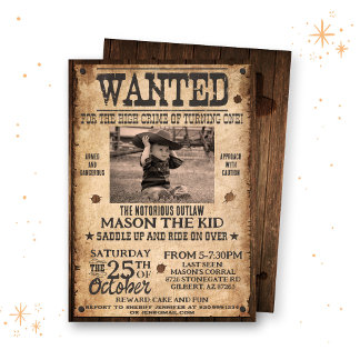 Western Wanted Birthday Invitation