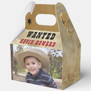 Western Wanted Poster Birthday 5"w x 3"l x 6.5"h Favor Boxes