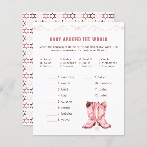 Western Watercolor Baby Shower Game