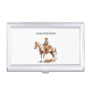 Western Watercolor Blonde Cowgirl, custom Business Card Case
