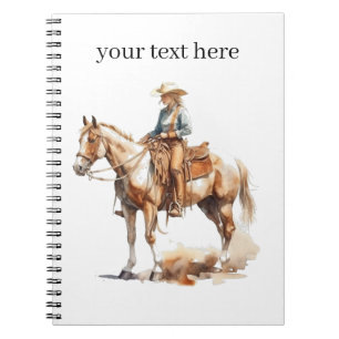 Western Watercolor Blonde Cowgirl, custom Notebook