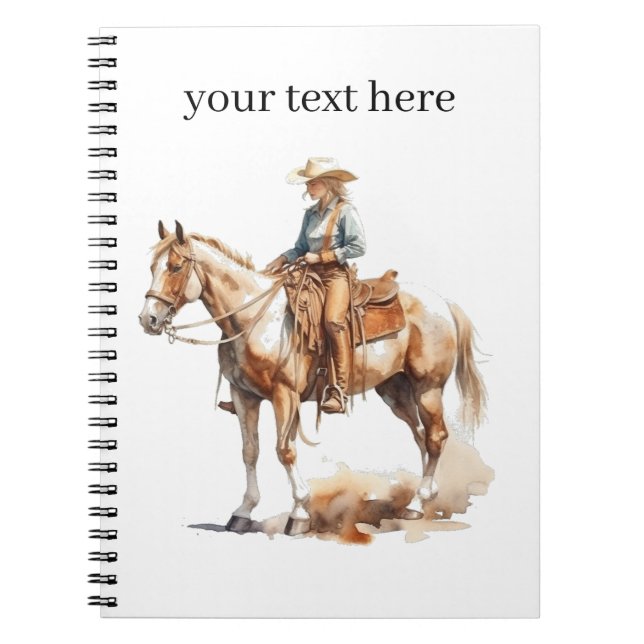 Western Watercolor Blonde Cowgirl, custom Notebook (Front)