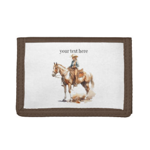 Western Watercolor Blonde Cowgirl, custom Tri-fold Wallet
