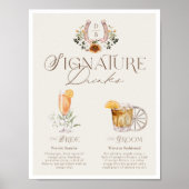 Western Watercolor Bride & Groom Signature Drinks Poster (Front)