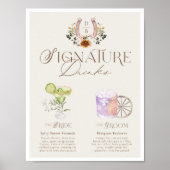Western Watercolor Bride & Groom Signature Drinks Poster (Front)