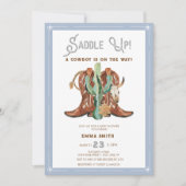 Western Watercolor Photo Baby Boy Shower  Invitation (Front)