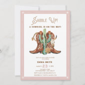 Western Watercolor Photo Baby Girl Shower Invitation (Front)