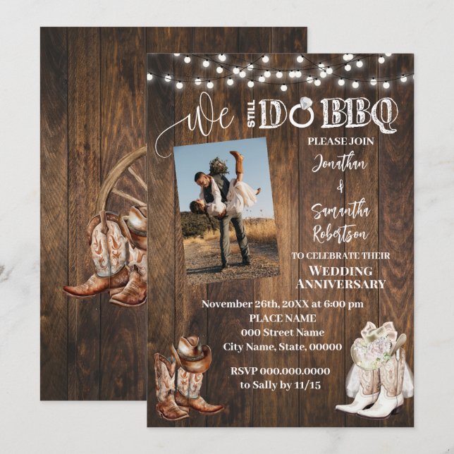 Western We still do Country Wedding Anniversary Invitation (Front/Back)