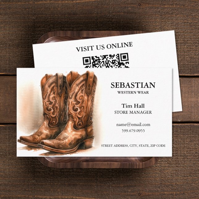 Western Wear QR Code Business Cards (Western Wear QR Code Business Cards (front and back))