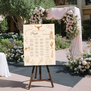 Western Wedding Alphabetical Seating Chart Foam Board