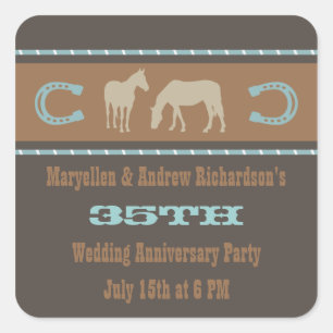 Western Wedding Anniversary Party Favor Stickers