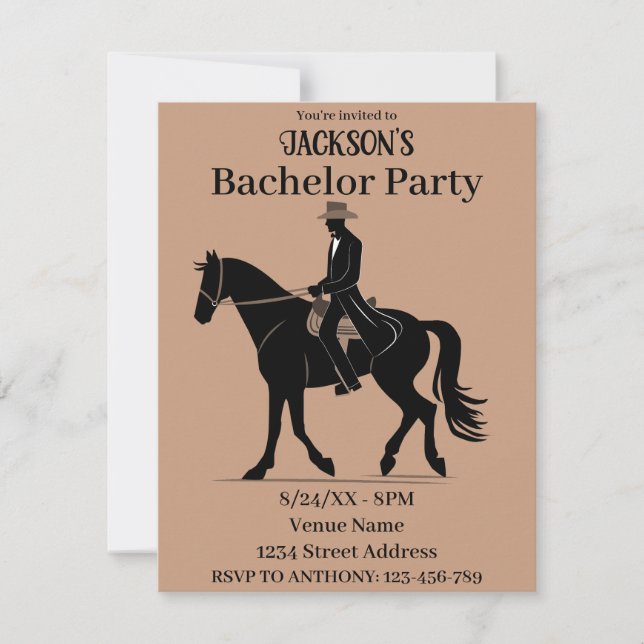 Western Wedding Bachelor Party Invitation (Front)