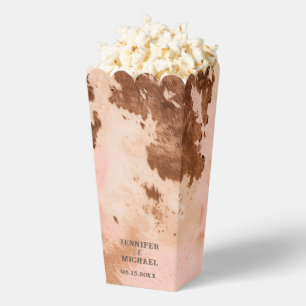 Western Wedding Blush Cowhide Country Popcorn Favor Boxes