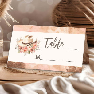 Western Wedding Blush Cowhide Place Card