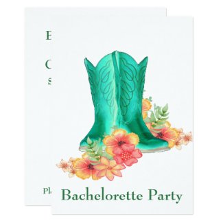 Western Wedding Cowboy Boots Flowers Bachelorette Card