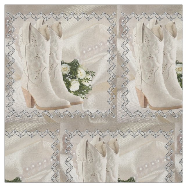 Western Wedding Cowboy Boots With Flowers Fabric (Swatch)