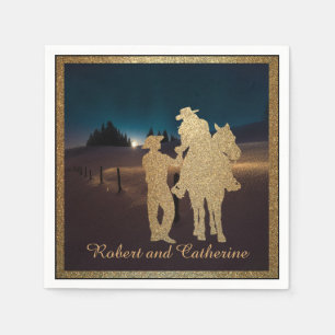 Western Wedding Cowboy Cowgirl Custom Names Napkins